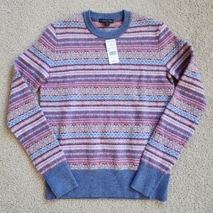 NWT Brooks Brothers Fair Isle Pastel Lambswool Sweater